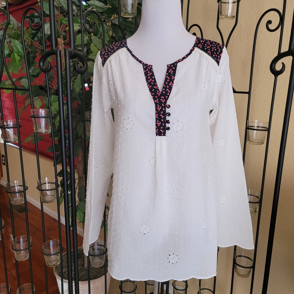 Matilda Jane White Tunic with Black and Pink Accents